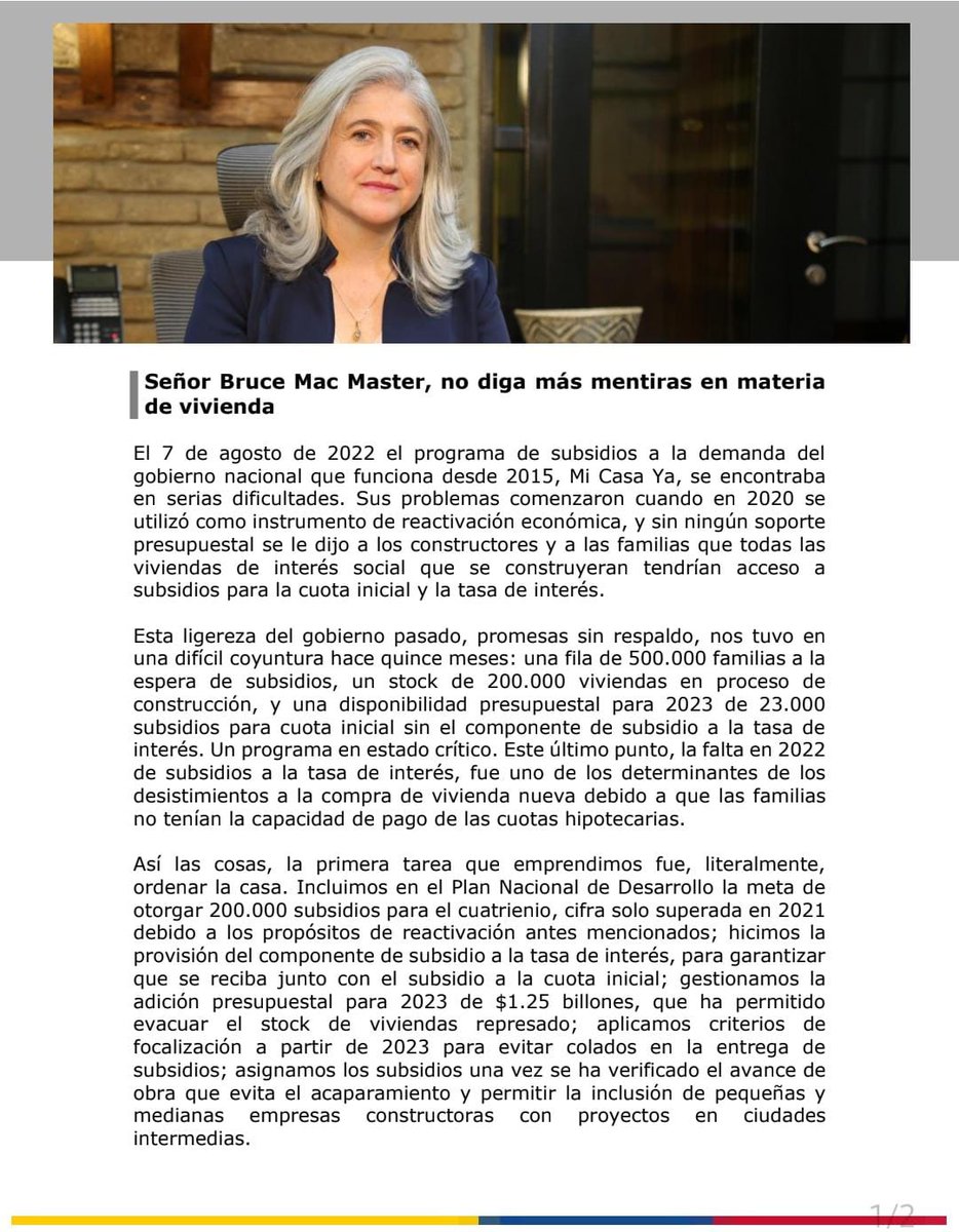 CATALINAVELASCO's tweet image. Señor @BruceMacMaster, no diga más mentiras en materia de vivienda.
