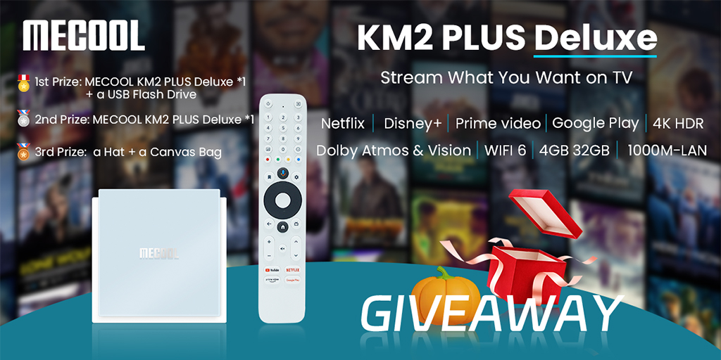 Mecooltvbox's tweet photo. 👏👏MECOOL Thanksgiving Giveaway🚀🎉
How to win👇
1⃣Follow @Mecooltvbox
2⃣Like, share this post
3⃣Comment below with your favorite movie, and tag three friends
Platforms: MECOOL Facebook, IG and Twitter
#Giveaway #NewRelease  #Thanksgiving  #MECOOL  #KM2PLUSDeluxe https://t.co/gwL2b5uHet
