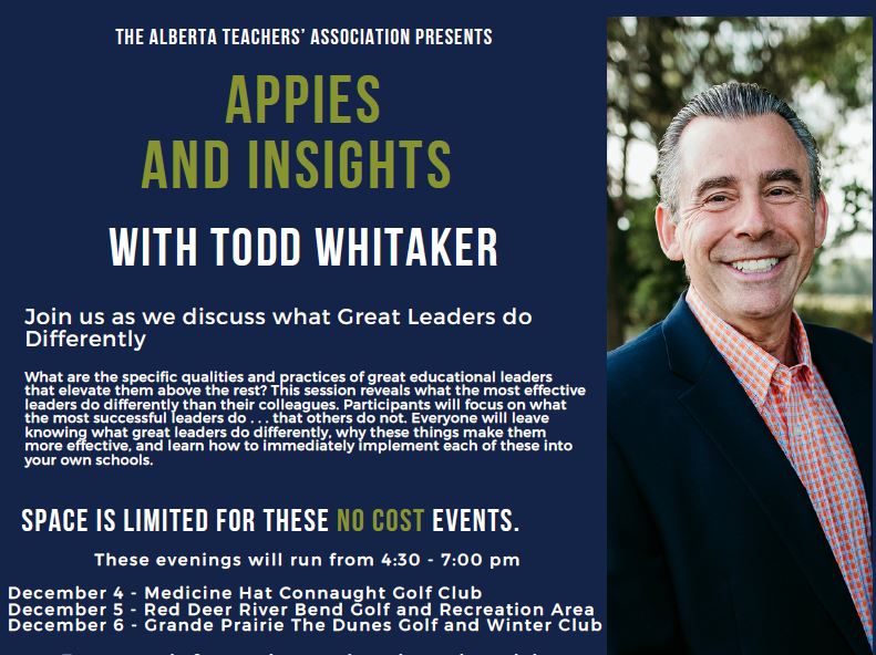 Attention school leaders in Medicine Hat, Red Deer and Grande Prairie! You're invited to join us for a special evening with the renowned Todd Whitaker!

🚨 Don't Miss Out! Space is Limited for these NO-COST Events! 🚨

🔗 bit.ly/40vidtk #abed