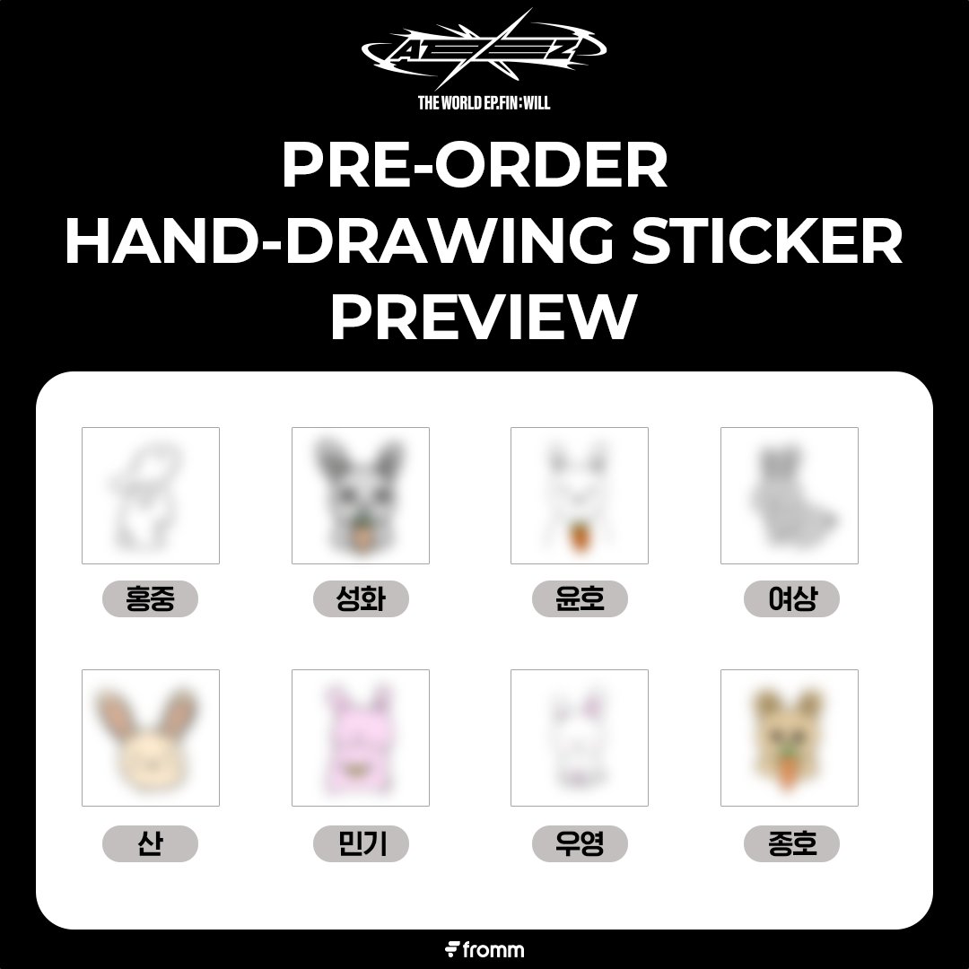fromm_store's tweet photo. ATEEZ [THE WORLD EP.FIN : WILL]
PRE-ORDER PHOTOCARD & HAND-DRAWING STICKER PREVIEW OPEN 🎉

🔗https://t.co/7uOezNJ4M3

📆~ 11.30 23:59 (KST)

#ATEEZ #에이티즈
@ATEEZofficial