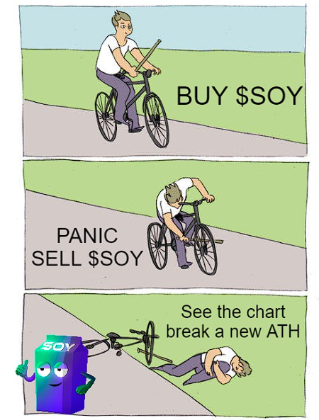 SOYLANA LAUGHS  

Imagine their faces when they will see the chart  

Don't focus on those who panic sell, the whole team still here.
There's a reason if we got this volume.

Wait and see how powerful this soy beverage can be!  
$SOY 🥛