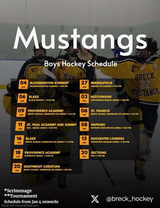 It’s officially under 24 hours until the 2023-2024 season begins. The Mustangs are excited and ready to compete in each and every game this year! 
Here is the schedule: