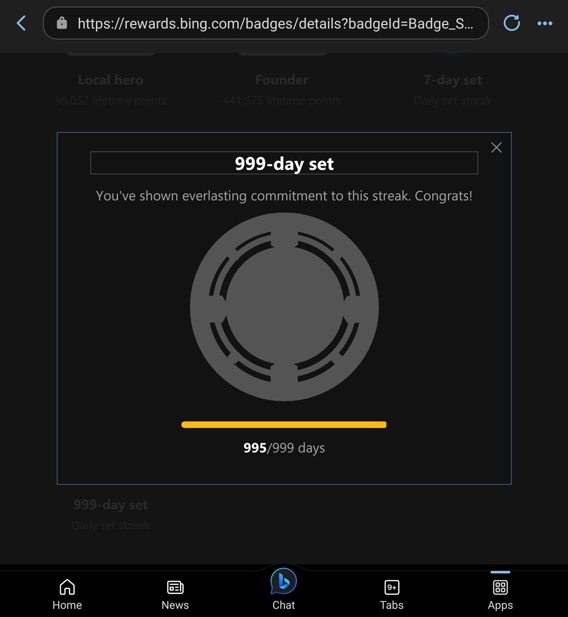 Xavier1415's tweet photo. 5 more days till I get to 999 day streak! Maybe this will get @XboxP3 @aarongreenberg or maybe even @satyanadella to respond 🙏🏿🙏🏿 lol #bingrewards @bing #bing https://t.co/MJ5ZSGO74a