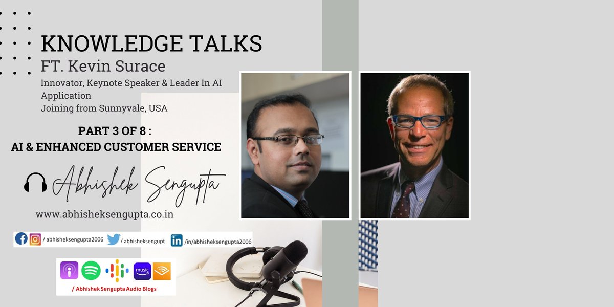 abhisheksengupt's tweet photo. #KnowledgeTalks With @kevinsurace [3 Of 8]
Topic - "AI &amp; Enhanced Customer Service" 
Kevin sheds light on how AI is transforming #CustomerService 

Watch the full episode https://t.co/vWBsLmrIou 

#AI #artificialintelligence #Business #Startup #entrepreneurship #abhisheksengupta https://t.co/IFyusnCMLQ
