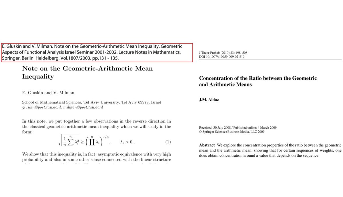 Some better than average ideas about means:

Arithmetic mean (M) is the average, whereas the geometric mean (m) is the rooted product of n numbers. M dominates m, but they are the same if the numbers are equal

M = (x₁+x₂+⋯+xₙ)/n ≥ ⁿ√(x₁⋅x₂⋯xₙ) = m

Here's a surprise: