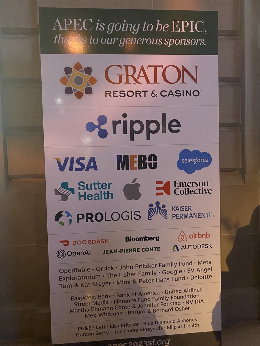 LondonBreed @APECBiz We are honored to be a major sponsor for APEC in San  Francisco! 光栄にもRippleは今回のAPECのスポンサーをさせて頂いています！