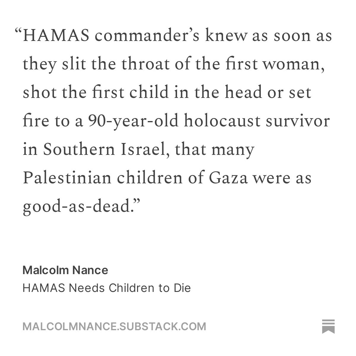 I wrote this exact article on HAMAS’s battle strategy two weeks ago on Substack.  Nice of the Wapo to try to keep up.