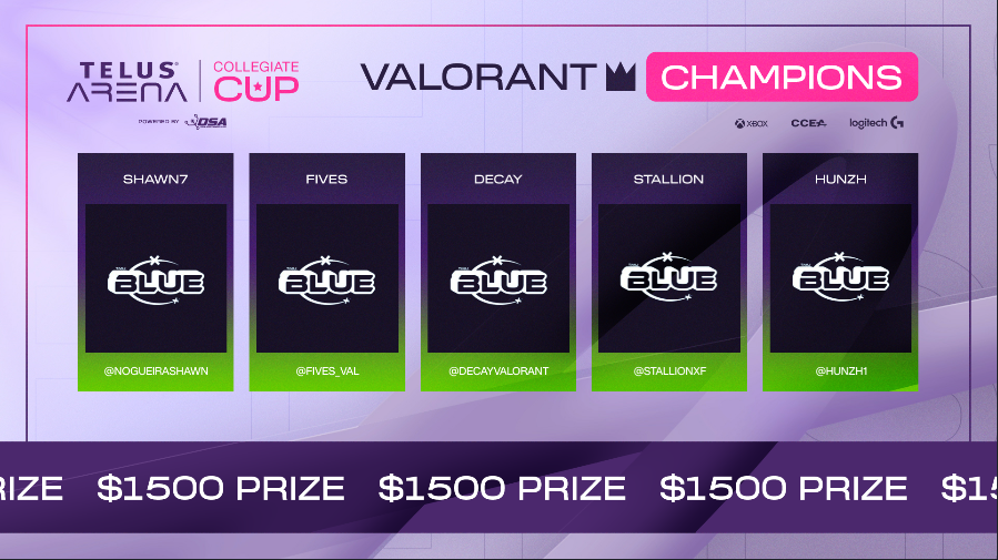 TheDSAGroup's tweet photo. Embrace the lower bracket run.
They've done it!

Congrats to the @TELUS Arena Collegiate Cup @VALORANT Champions, @TMUBlueVAL!

🏆@NogueiraShawn
🏆@fives_val
🏆@decayvalorant
🏆@stallionxf
🏆@HUNZH1

GGs to all the teams!

🥇@TMUEsports
🥈@sfuesports
🥉@UCIEsports

#poweredbyDSA https://t.co/lPbYPNoaU2