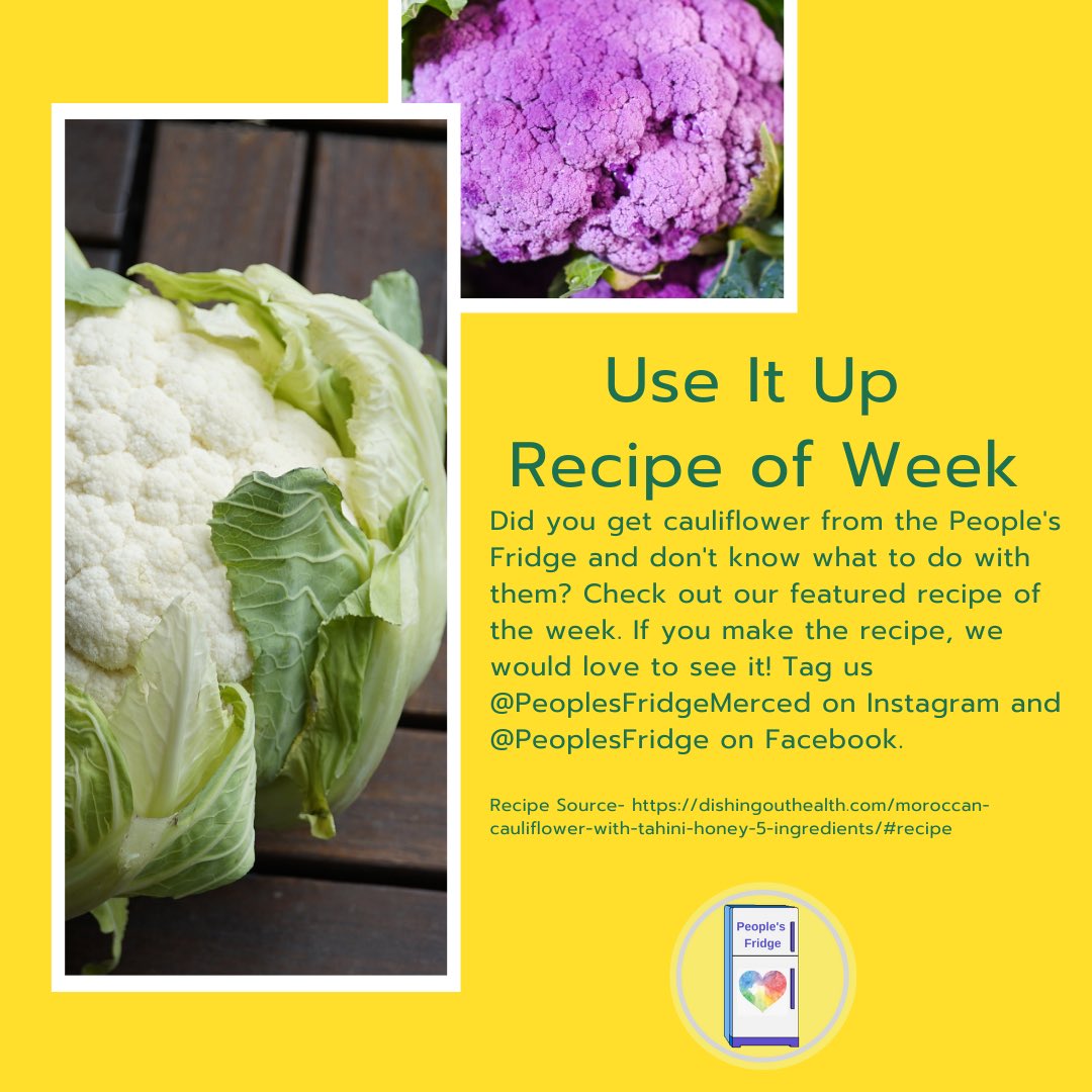 BobcatFoodWaste's tweet photo. Use up that cauliflower. #useitup #recipeoftheweek https://t.co/MWrDxX2VmB