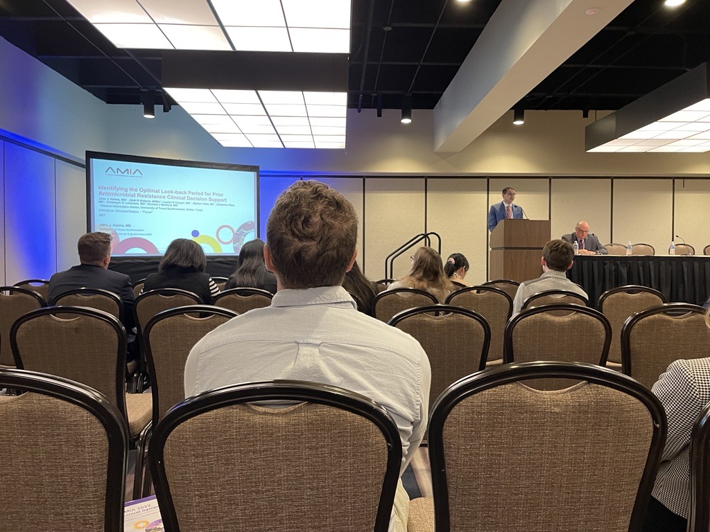 Jenny Weon, MD, PhD (@jennyweon) on Twitter photo Shoutout to my co-fellow <a href="/johnhannamd/">John Hanna</a> for an excellent presentation on the optimal look-back period for multi-drug resistance for antimicrobial clinical decision support at #AMIA2023!! #ACIF #infectiousdisease Shoutout to my co-fellow <a href="/johnhannamd/">John Hanna</a> for an excellent presentation on the optimal look-back period for multi-drug resistance for antimicrobial clinical decision support at #AMIA2023!! #ACIF #infectiousdisease