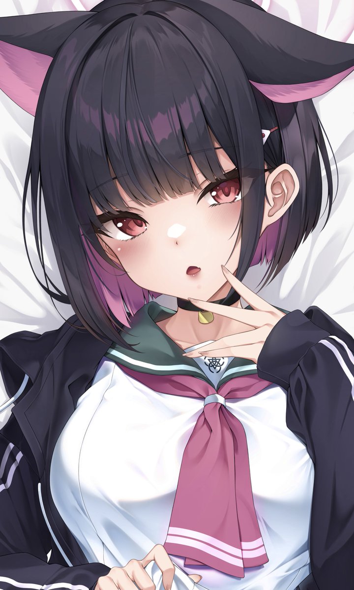 冬コミ頒布予定の杏山カズサ抱き枕カバーのイラストサンプルです!🐈‍⬛ (イラスト修正しました)  素材:A&J ライクトロンリッチ(予定) 価格:13,000円(税込)