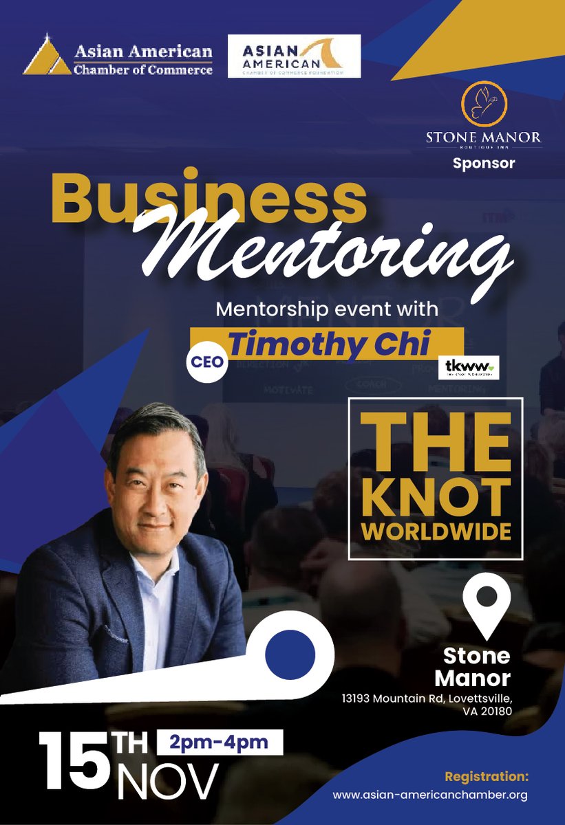Enroll in our extraordinary #BusinessMentoring Program and dive deep into the boundless ocean of knowledge, guided by the Titans of industry, passionately awaiting to bestow their limitless expertise upon you! Learn more bit.ly/3Qvca3c

#AACC #AACCEvents #business