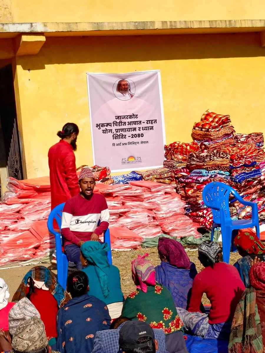 aolnepal's tweet photo. Art of Living Nepal distributed 300 tents, 300 blankets and 15 rolls of PFOM to 50 families of ward 5 and 250 families of ward 6 of Kuse Gau Palika, Jajarkot District which has been affected by Earthquake.
@SriSri @BangaloreAshram

#EarthquakeinNepal  #artoflivingnepal https://t.co/oFxikFUlMs