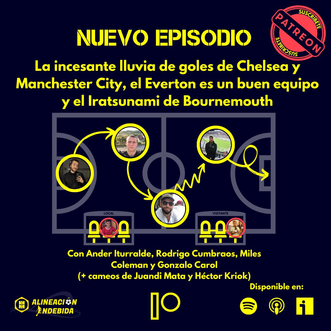 🌊NUEVO PODCAST DE ALINEACIÓN INDEBIDA🌊

El extraordinario espectáculo futbolístico que nos dieron Chelsea y Man City, el pobrecito Newcastle y decimos cosas sobre FP.

Con <a href="/RodrigoCumbraos/">Rodrigo Cumbraos</a> <a href="/milescoleman92/">Miles Coleman</a> <a href="/gonzalocarol29/">Gonzalo Carol</a> y yo + cameos de <a href="/MataJd/">Juandi Mata</a> y <a href="/Kriok/">Kriok カリオカ</a> open.spotify.com/episode/6hilkC…