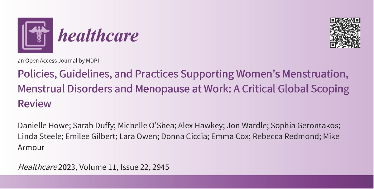 Excited to announce our Scoping Review published in @HealthcareMDPI_ Providing a narrative overview of existing interventions globally to support individuals managing menstruation, menstrual disorders, and menopause in the workplace. Giving backdrop to our #Endo@Work project.