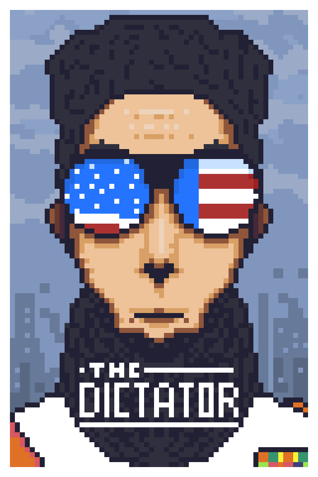 aimsomnia's tweet photo. Completed the weekly challenge from @thespritebox , theme: Movie Poster, 64x96 pixels.
"The DICTATOR" movie poster.

#pixelart #aseprite #THESPRITEBOX https://t.co/NMiaHLDonF