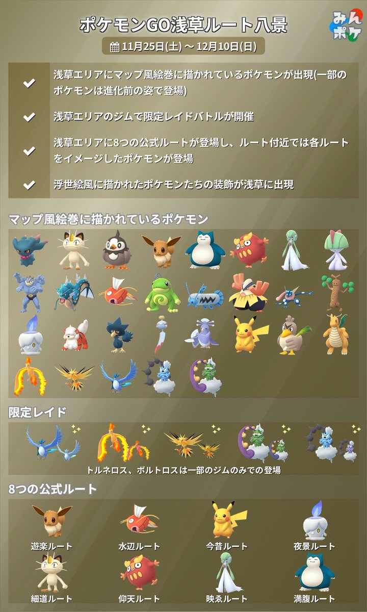 浅草限定のイベントが発表！ ポケモンGO浅草ルート八景 ⚡開催期間 11