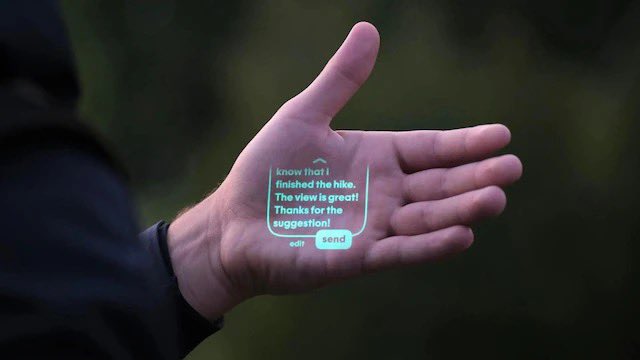 GhosnElie's tweet photo. "The Humane Ai Pin is the biggest leap in modern technology"
The Pin projects its interface on the user’s hands and it can then be controlled via hand gestures or voice commands.  
The projection system can only show the single-tone interface or images. 
#humaneaipin #Ai https://t.co/ZOwSTDWHpZ