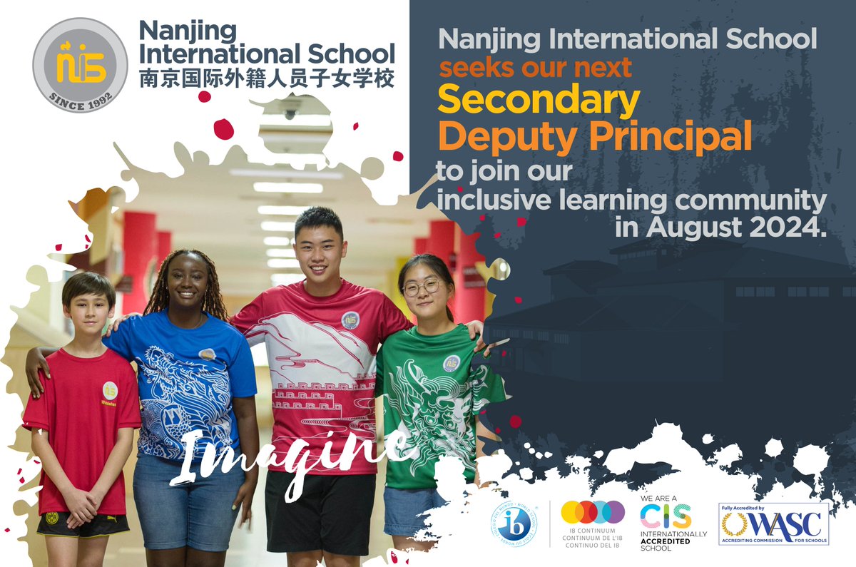 NISChina's tweet image. Join NIS as our next Secondary Deputy Principal! Lead with innovation, inspire our inclusive learning community, and help shape a future where every student&apos;s voice is heard. schrole.com/job/secondary-… #NISInspires #NISCareers #Leadership
