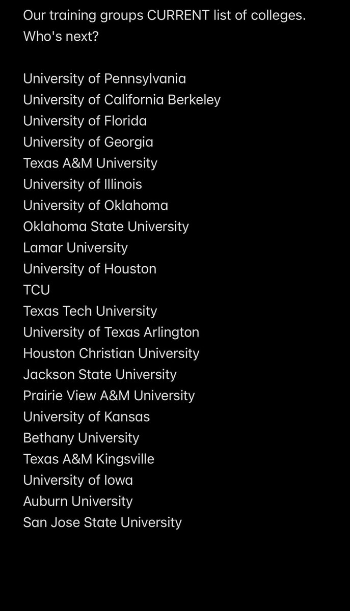 Our training groups “transcript”. A list of schools our athletes have recently signed with. #APXP #FactsAreFriendly #GodsPlan