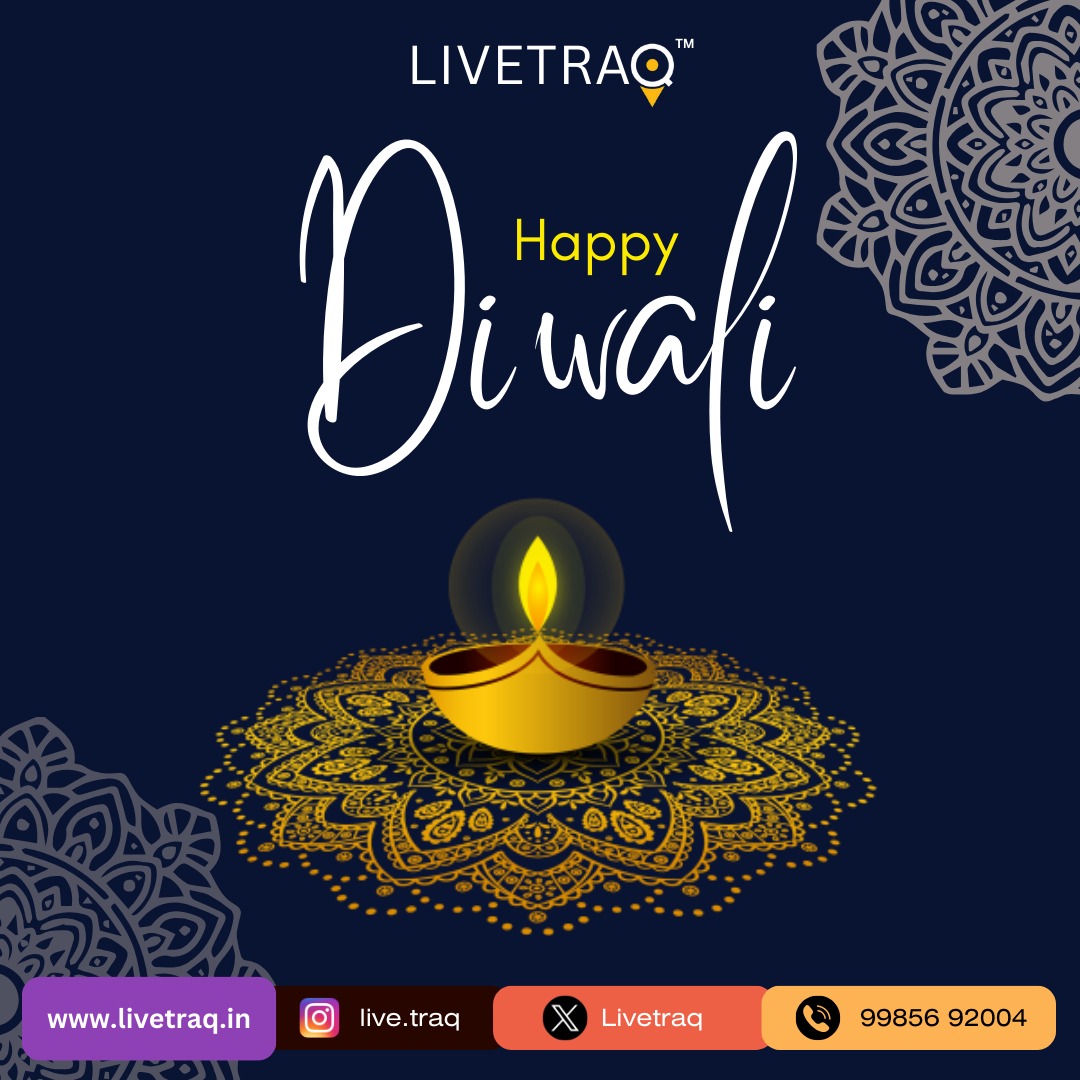 'May this Diwali be a beacon of happiness in your life. Livetraq GPS sends warm wishes for a wonderful celebration! 🎇 #DiwaliVibes #LivetraqWishes'