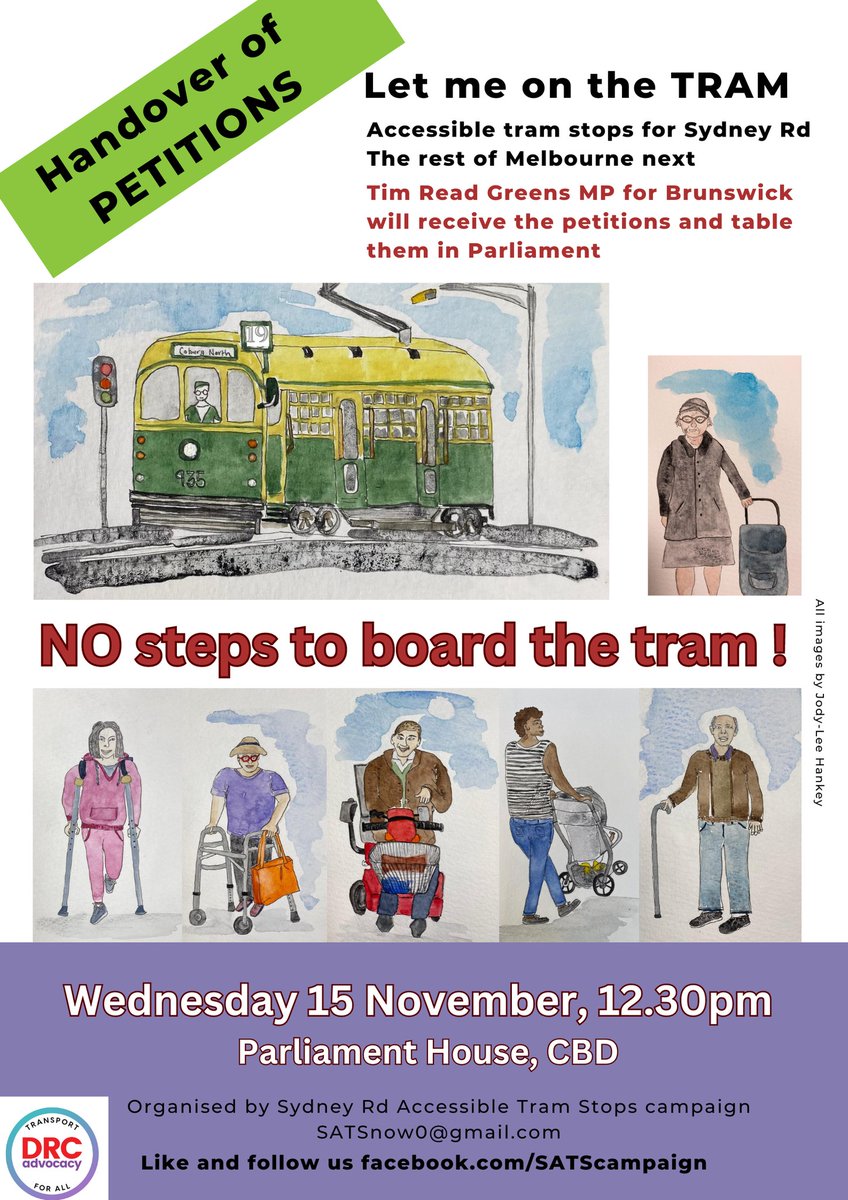 📢 Join us this Wednesday: Melbourne CBD for the petition handover at Parliament's steps on Spring Street, 12:30 pm! 🏛️ Play 'The Tram Stop is Right' inspired by The Price is Right, spin the wheel &amp; discover the accessibility of Melbourne's tram network. 🚋 See you there!