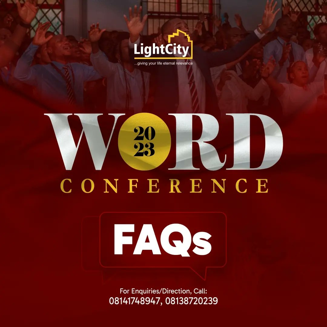 the_lightcity's tweet photo. Getting ready for Word Conference 2023?

Here are the Frequently Asked Questions (FAQs) concerning Word Conference you should know. 

Read, Pray &amp; Prepare!

#lightcitychurch #WordConference2023 #faqs #specialmeeting #believersmeeting #churchinenugu #enugu #explore https://t.co/Q8JdZjeKzh