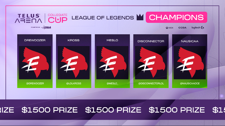 CCEAgg's tweet photo. After a dominant performance in the Telus Arena Collegiate Cup, ISU are your League of Legends Champions!  

Shoutout to our participants, and to the production and casting staff that allowed this event to run <3  

🥇@Redbird_Esports 
🥈@UofTEsports
🥉@SaintsGamingCA https://t.co/aEbgFugqe3