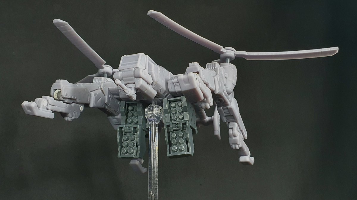 SeanSuchanya's tweet photo. 2nd print of the Dragonfly VTOL.  The new parts fit better but the wing connectors need to be stronger. I might proceed to paint one as i make further adjustments. #miniature #3Dprinting #3dprint #mech #mecha #robot #toyprototype https://t.co/UboladZis8