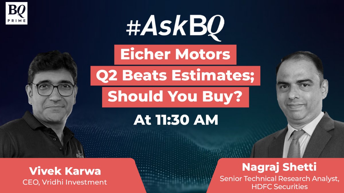 NDTVProfitAlpha's tweet photo. Coming up shortly on BQ Prime

- #AskBQ with #VridhiInvestment's @VivekKarwa and @hdfcsec's Nagraj Shetti share insight and answer all your stock-related queries.  

Remember to tune in! https://t.co/lzRXmBtxO8
