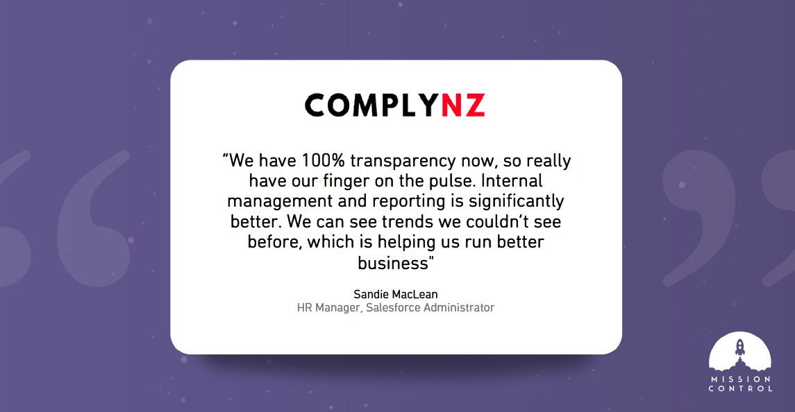 We recently interviewed Sandie MacLean, HR and Salesforce Administrator at ComplyNZ, on her Mission Control experience. Some great feedback on executive visibility, improved reporting &amp; effective collaboration. Read her story here > tinyurl.com/5n73vpf5 #projectmanagement