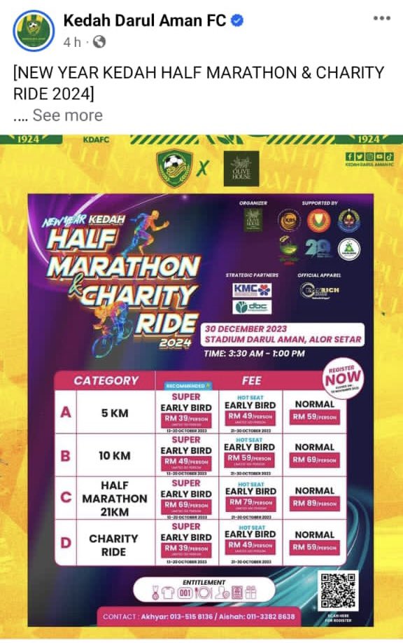 OliveHouse_MY's tweet image. Tqsm for supporting our program. 
[New Year Kedah Half Marathon and Charity Ride]. We promoting healthy lifestyle that good for your heart health. 

#KDAfc #KDA #Lotus #MBAS #Kedah #Malaysia #runner #ride #marathon #fun #NewYear #golden #healthy #OliveHouse