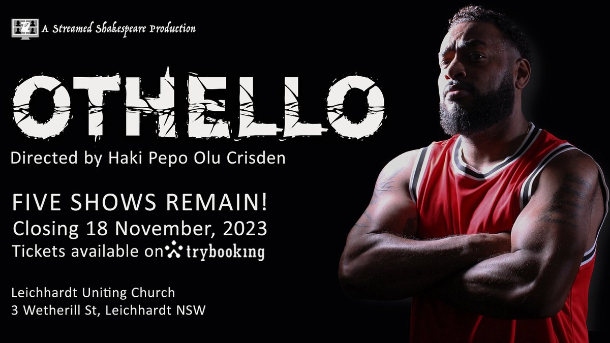 StrmShakespeare's tweet image. Only 5 performances remain of the show Sydney Theatre Reviews calls "passionate, intense and provocative" Don't miss out. Get your tickets to Streamed Shakespeare's OTHELLO today!

🎟️ Buy your tickets: bit.ly/46lGDat

#othello #shakespeare #livetheatre #sydneytheatre