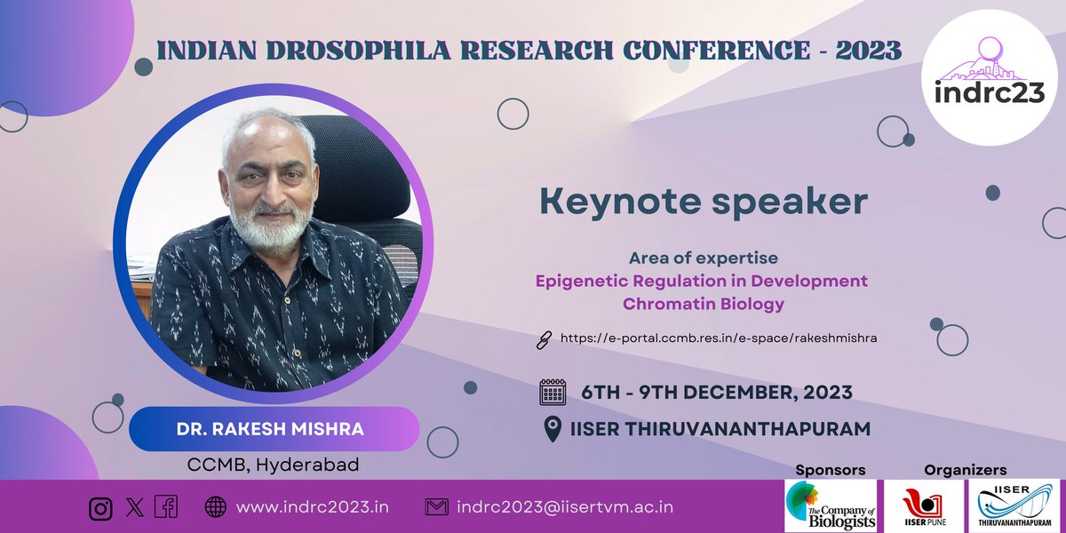 Indian Society for Drosophila Researchers (@ifly_indrc) on Twitter photo Thrilled to announce our next keynote speaker for #InDRC2023 - Dr. Rakesh Mishra! <a href="/3RakeshMishra/">Rakesh K Mishra</a>
Get ready for an interesting session on chromatin biology and epigenetics that will undoubtedly leave you with new insights and ideas 🧬 Thrilled to announce our next keynote speaker for #InDRC2023 - Dr. Rakesh Mishra! <a href="/3RakeshMishra/">Rakesh K Mishra</a>
Get ready for an interesting session on chromatin biology and epigenetics that will undoubtedly leave you with new insights and ideas 🧬