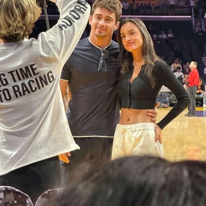 Charles Leclerc attending an LA Lakers basketball game
