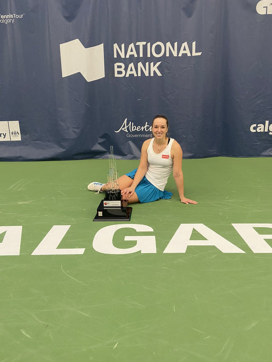 sabinelisicki's tweet photo. Title 🏆🥹
First title since knee reconstruction surgery which has been almost exactly 3 years ago. The odds were against me to ever play pro tennis again, yet 19 months of brutal rehab, training, believing and here we are. We made it. We won in Calgary! 🥹🏆 https://t.co/kXoci046qz