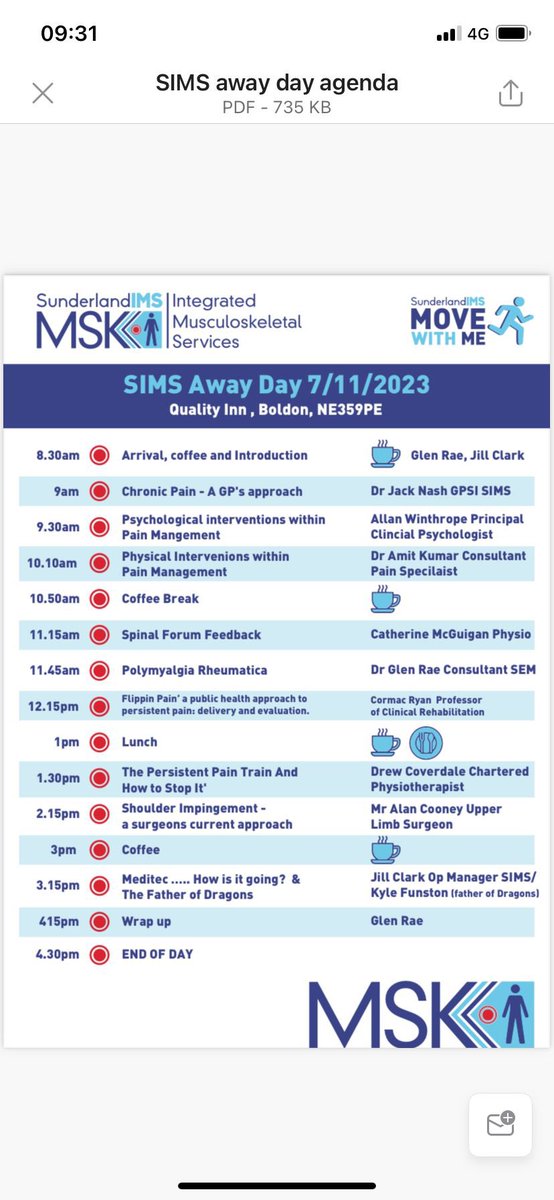 Sunderland IMS away day. Great day for all. Part of ongoing team CPD. Thanks to all speakers <a href="/nortonphysio/">physio</a> DrewCoverdale, CormacRyan <a href="/TeessideUni/">Teesside University</a>  AlanCooney and Pain Team <a href="/STSFTrust/">South Tyneside and Sunderland NHS Foundation Trust</a> . See <a href="/NHS_Jobs/">NHS Jobs</a> to be part of the team for next years away day