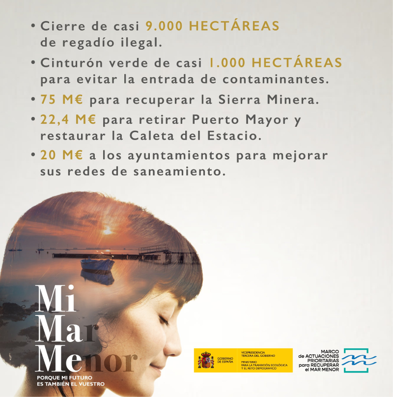 mitecogob's tweet photo. Ya está en marcha el Marco de Actuaciones Prioritarias para la Recuperación del Mar Menor 🌊
 » Una inversión total de 484 millones €

Con actuaciones en todos los ámbitos 
→ para revertir su deterioro

Con soluciones 
→ basadas en la propia naturaleza

𝐌𝐈
𝐌𝐀R
𝐌𝐄NOR
