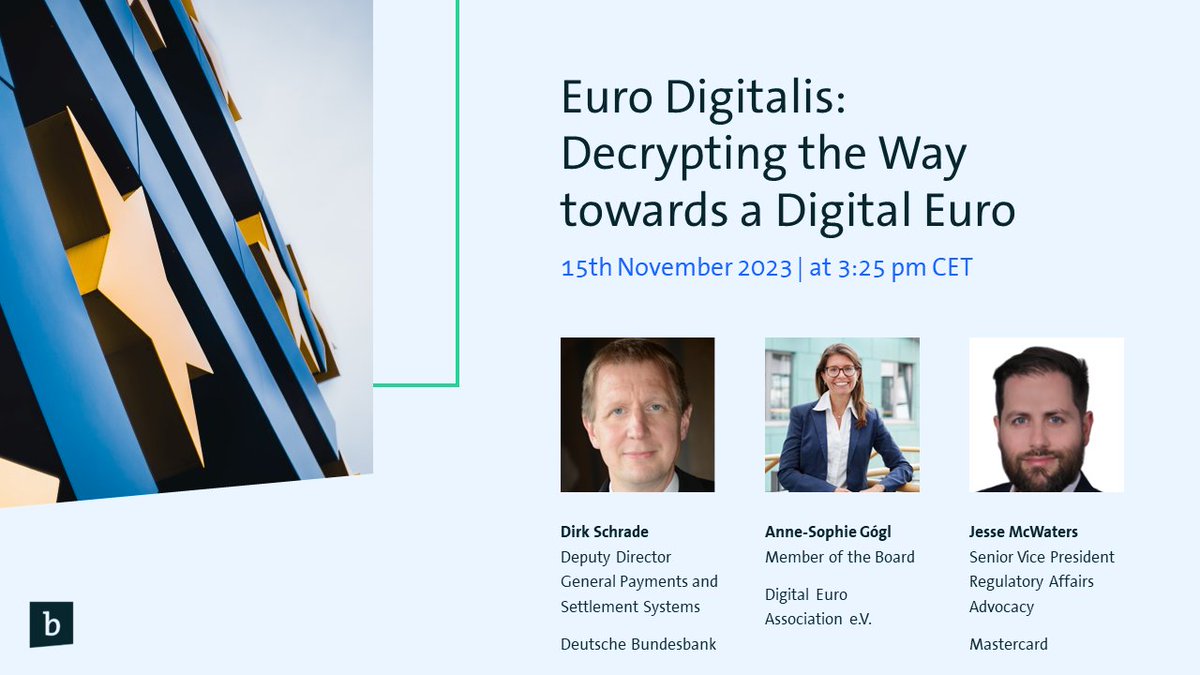 Bitkom_Blockchain (@bitkom_block) on Twitter photo Join our first panel of the #DES23 tomorrow afternoon!
🇪🇺"Euro Digitalis: Decrypting the Way towards a Digital Euro"
<a href="/Bitkom_Finance/">Bitkom_Finance</a> Join our first panel of the #DES23 tomorrow afternoon!
🇪🇺"Euro Digitalis: Decrypting the Way towards a Digital Euro"
<a href="/Bitkom_Finance/">Bitkom_Finance</a>