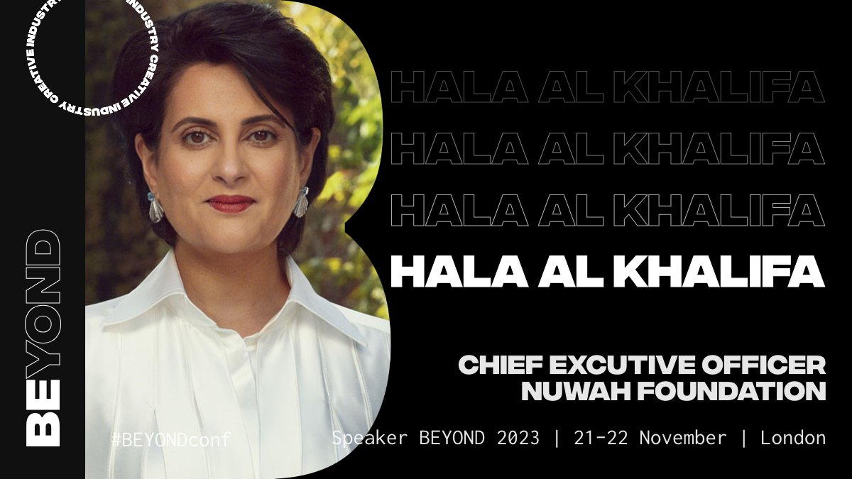 We're delighted to announce Hala Al Khalifa, CEO of Nuwah Foundation, will join our panel 'Ambition and transformation: Creative R&amp;D practice in the Gulf'. 

Find out more, view the full schedule, and buy tickets at:
beyondconference.org/b23/schedule/?…

#BEYONDconf #creativeindustries