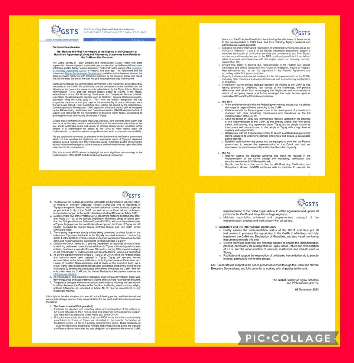 Despite Article 1(2) of the Pretoria CoHA concerning restoring constitutional order& Article2 (1) (d) of the Nairobi Declaration Modalities oblige all forces other than theENDF to withdraw from all territories of Tigray. 
#UpholdPretoriaAgreement 
@BradSherman @UN_HRC @MuluDegol