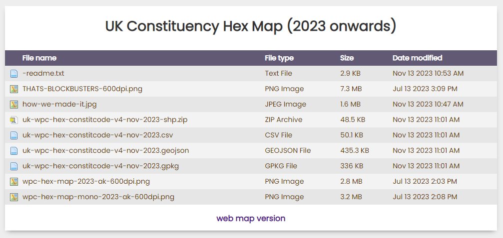 Alasdair Rae (@undertheraedar) on Twitter photo Thanks to <a href="/mySociety/">mySociety</a> we now have a final, complete UK hex file for the new constituencies with all official area codes, electorate data and have published as csv, geojson, gpkg, shp for anyone to use
Files: automaticknowledge.org/wpc-hex/
Web map: automaticknowledge.org/betahex/#6/54.… Thanks to <a href="/mySociety/">mySociety</a> we now have a final, complete UK hex file for the new constituencies with all official area codes, electorate data and have published as csv, geojson, gpkg, shp for anyone to use
Files: automaticknowledge.org/wpc-hex/
Web map: automaticknowledge.org/betahex/#6/54.…