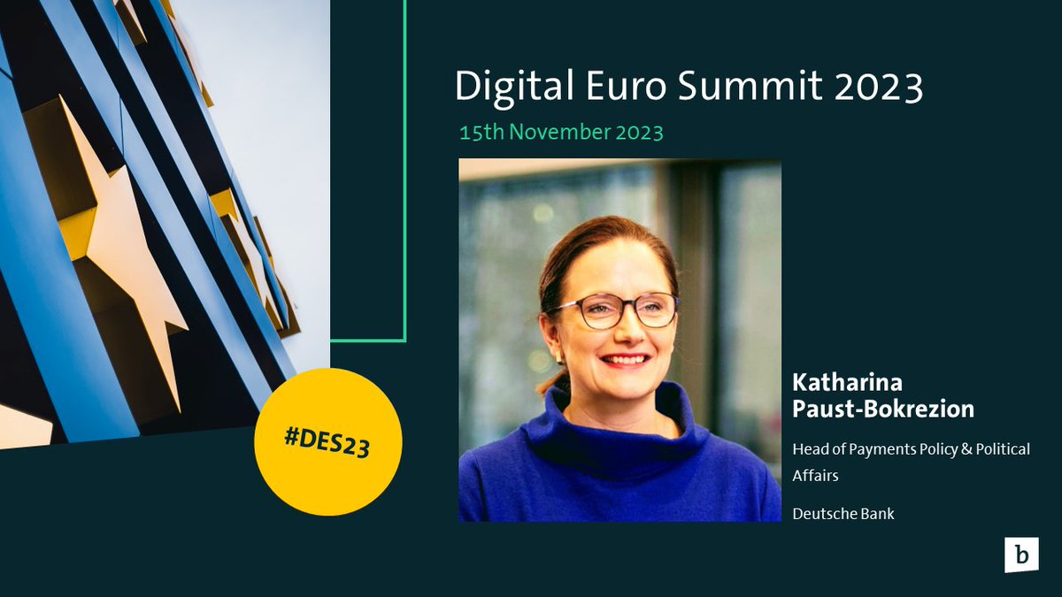 Bitkom_Blockchain (@bitkom_block) on Twitter photo Meet the the speakers of the #DES23 📢
Katharina Paust-Bokrezion (<a href="/DeutscheBank/">Deutsche Bank</a>)
Check out digitaleurosummit.org for more info.
<a href="/Bitkom_Finance/">Bitkom_Finance</a> Meet the the speakers of the #DES23 📢
Katharina Paust-Bokrezion (<a href="/DeutscheBank/">Deutsche Bank</a>)
Check out digitaleurosummit.org for more info.
<a href="/Bitkom_Finance/">Bitkom_Finance</a>