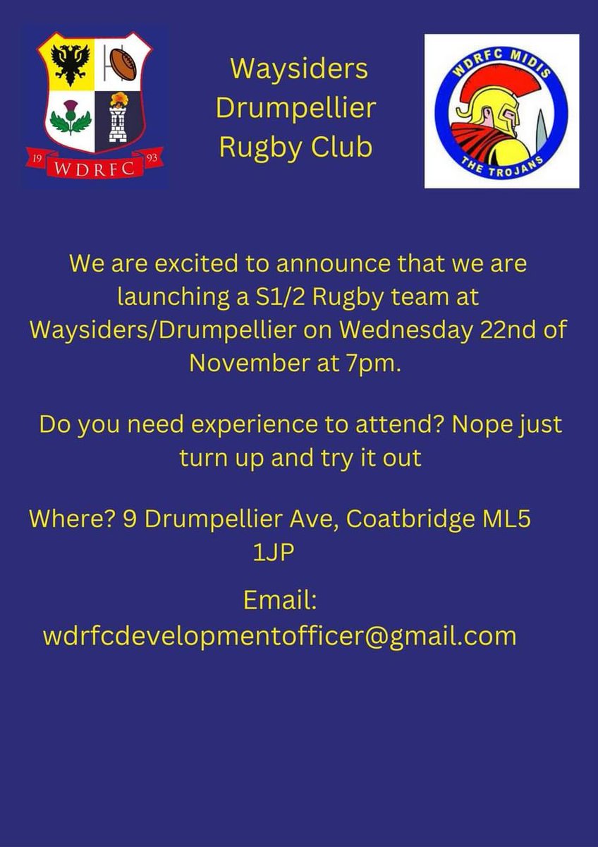 Looking forward to seeing all of the S1 and S2’s down at the club next Wednesday