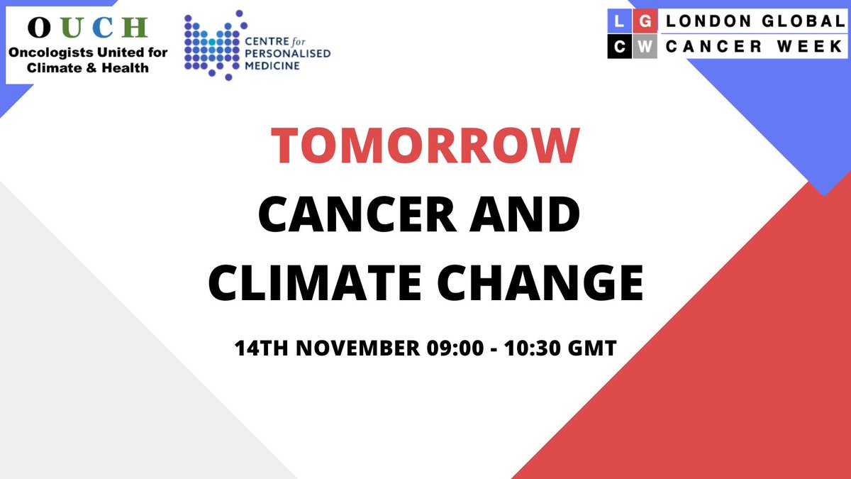 Last change to sign up for our #LGCW2023 session!

Join us tomorrow to hear our expert panel discuss key issues around climate change and cancer care.  

Details and sign up here bit.ly/3KQD3wj 

#LondonGlobalCancerWeek #cancercare