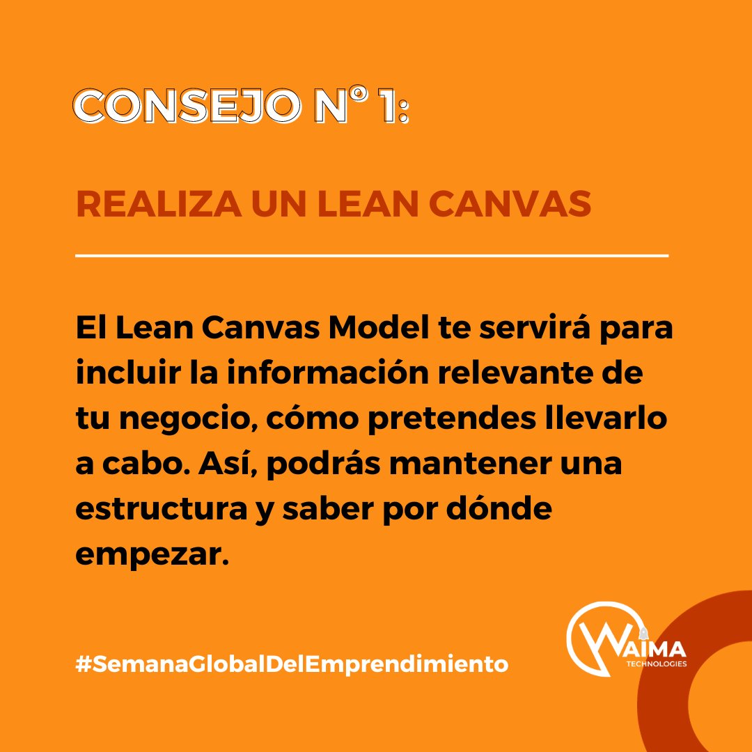 Hoy lunes empezamos la #SemanaGlobaldelEmprendimiento 🎉

Durante toda esta semana, ofrecemos varios #tips para emprendedores. El primer consejo de la semana es:

REALIZA UN LEAN CANVAS

#emprendimiento #consejos #negocios #leancanvas