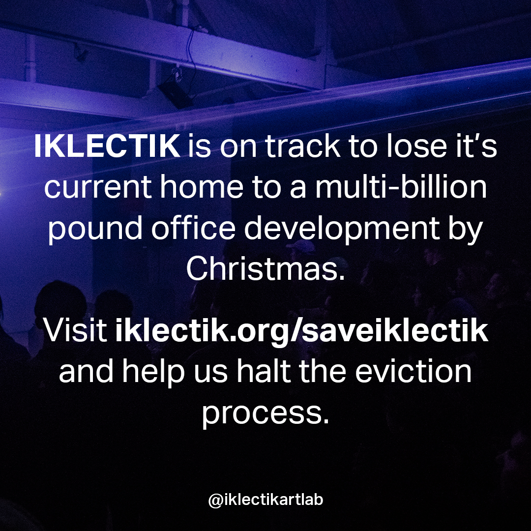 The incredible work done by the community at <a href="/iklectikartlab/">IKLECTIK</a> is currently under threat.

Help them save their space now 👉
iklectik.org/saveiklectik

#saveiklectik #savewaterlooparadise #shameonGSTTfoundation <a href="/iklectikartlab/">IKLECTIK</a> <a href="/savewaterloo_/">save waterloo paradise</a> @gsttfoundation