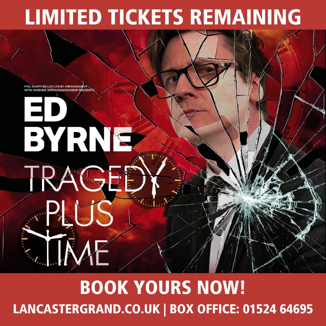 Tickets selling quickly 💨 for Ed Byrne: Tragedy Plus Time at Lancaster Grand Theatre on 📆 Wednesday, January 17, 2024 at 7:30 pm. More info and tickets: Box Office: 01524 64695 lancastergrand.co.uk/shows/ed-byrne… #lancaster #whatson #comedy