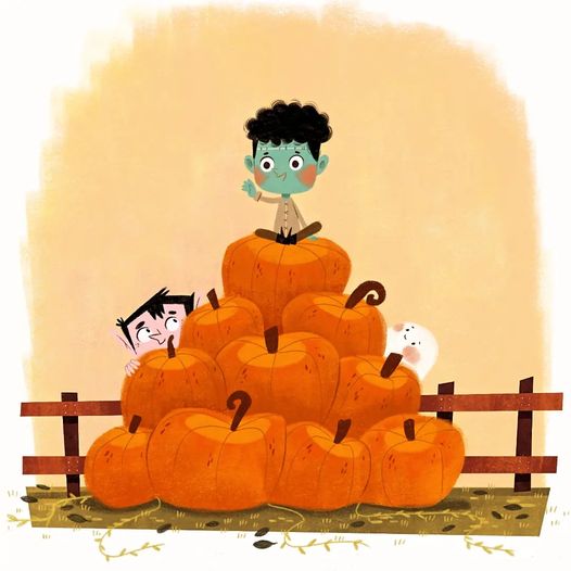 Hello guys and happy Monday! I have finally finished a drawing that stood unfinished for a few months. Again Pumpkins 😅🧡 #kidlit #kidlitart #kidlitillustration #illustrationart #kidlitillustrator