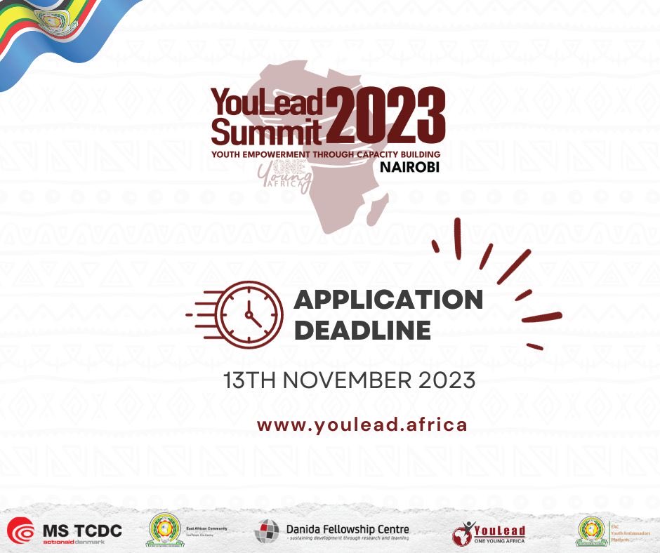 🚨 Final Call! Today is the Deadline for Registration! The moment has arrived! If you have not yet submitted your application, please take a moment to do so before the deadline this evening - Mon, 13th November 2023 Register NOW at portal.youlead.africa/public/events# #YouLead23